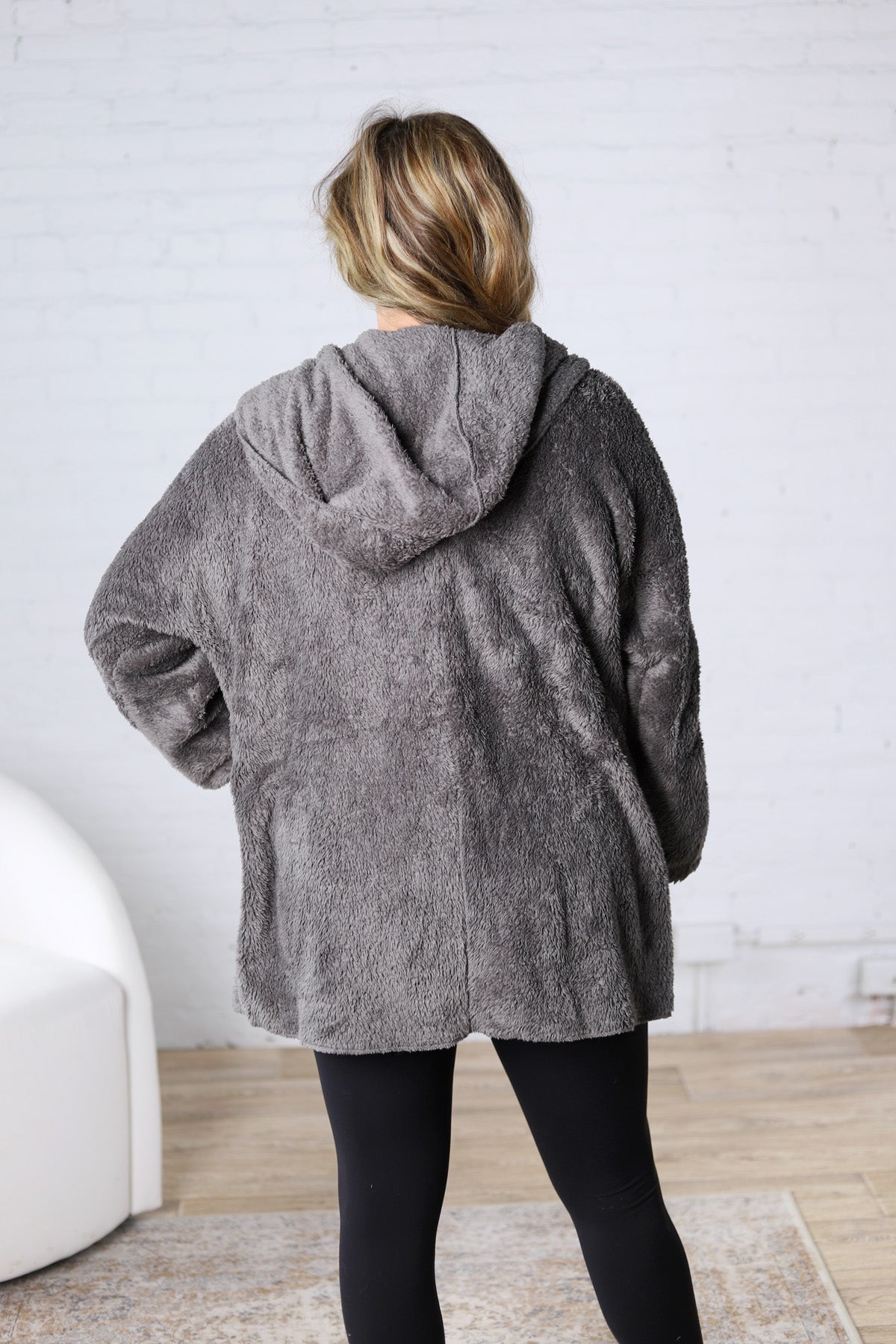 Raina Soft Faux Fur Jacket - Steel Grey