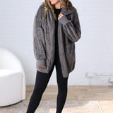 Raina Soft Faux Fur Jacket - Steel Grey