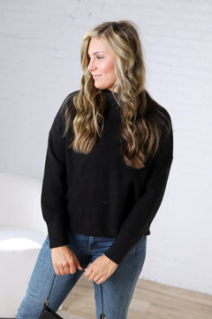 Rayna Funnel Neck Sweater - Black