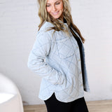 Romy Quilted Oversized Denim Shacket - Light Denim