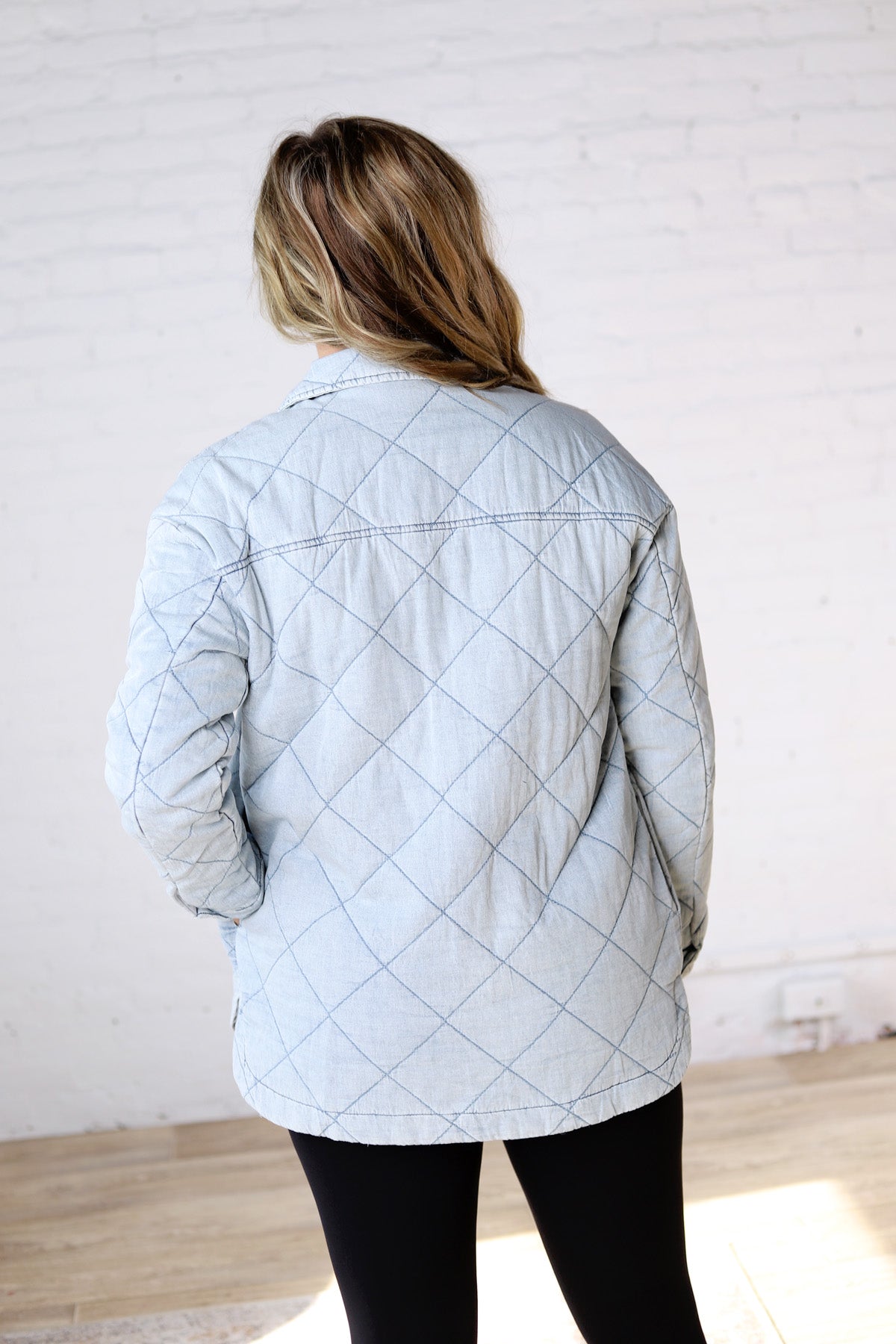 Romy Quilted Oversized Denim Shacket - Light Denim