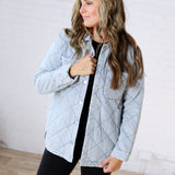 Romy Quilted Oversized Denim Shacket - Light Denim