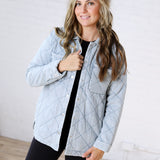 Romy Quilted Oversized Denim Shacket - Light Denim