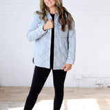 Romy Quilted Oversized Denim Shacket - Light Denim