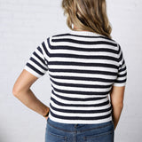 Ruelle Button Down Stripe Sweater Cardigan