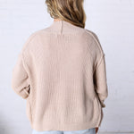 Sable Chunky Ribbed Knit Raw Seam Cardigan