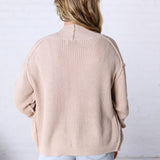 Sable Chunky Ribbed Knit Raw Seam Cardigan