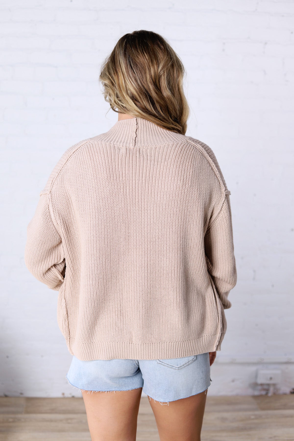 Sable Chunky Ribbed Knit Raw Seam Cardigan