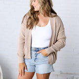 Sable Chunky Ribbed Knit Raw Seam Cardigan