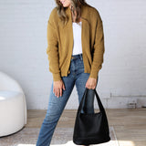 Sable Chunky Ribbed Knit Raw Seam Cardigan - Goldrod