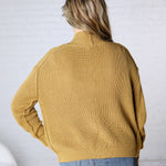 Sable Chunky Ribbed Knit Raw Seam Cardigan - Goldrod