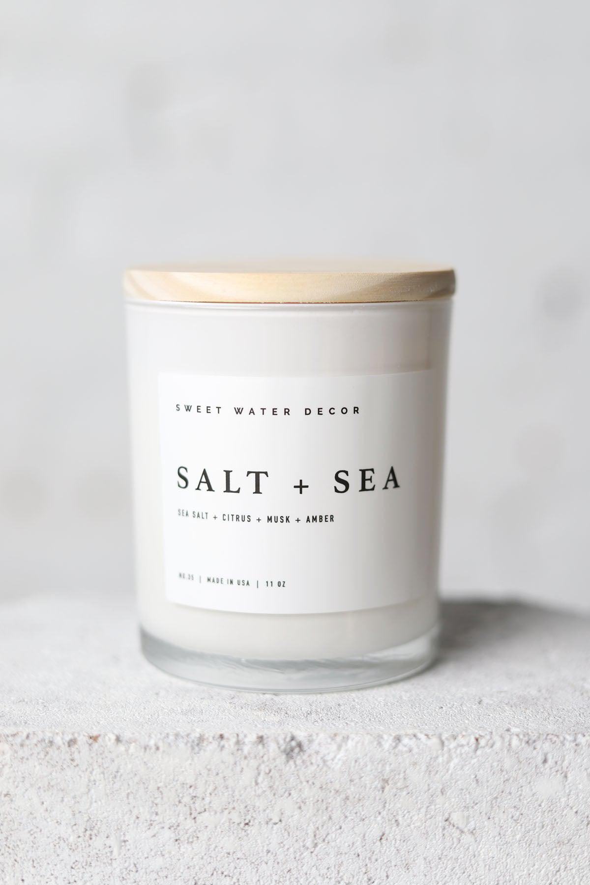 Salt + Sea 11 oz. Soy Candle - Wooden Lid