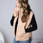Saylor Quilted Corduroy Puffer Vest - Latte