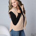 Saylor Quilted Corduroy Puffer Vest - Latte
