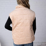 Saylor Quilted Corduroy Puffer Vest - Latte