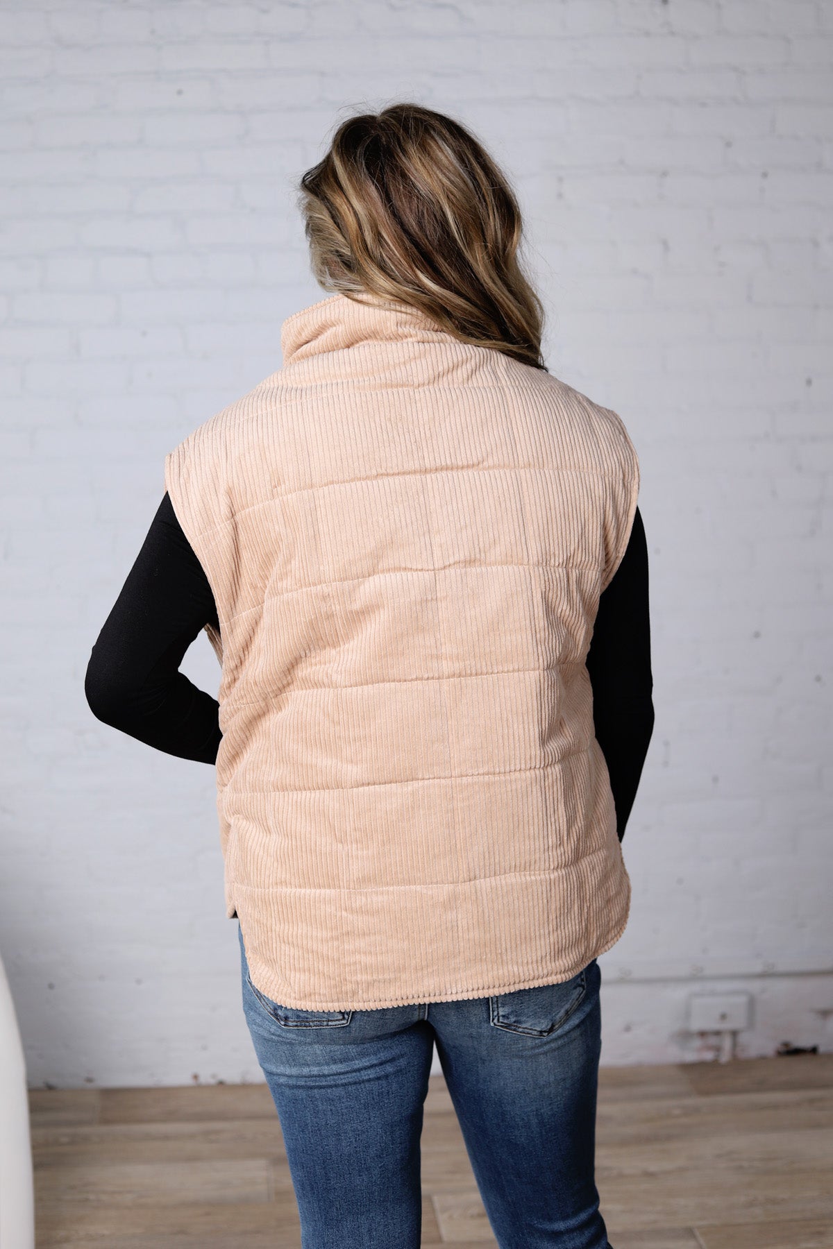 Saylor Quilted Corduroy Puffer Vest - Latte