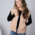 Saylor Quilted Corduroy Puffer Vest - Latte