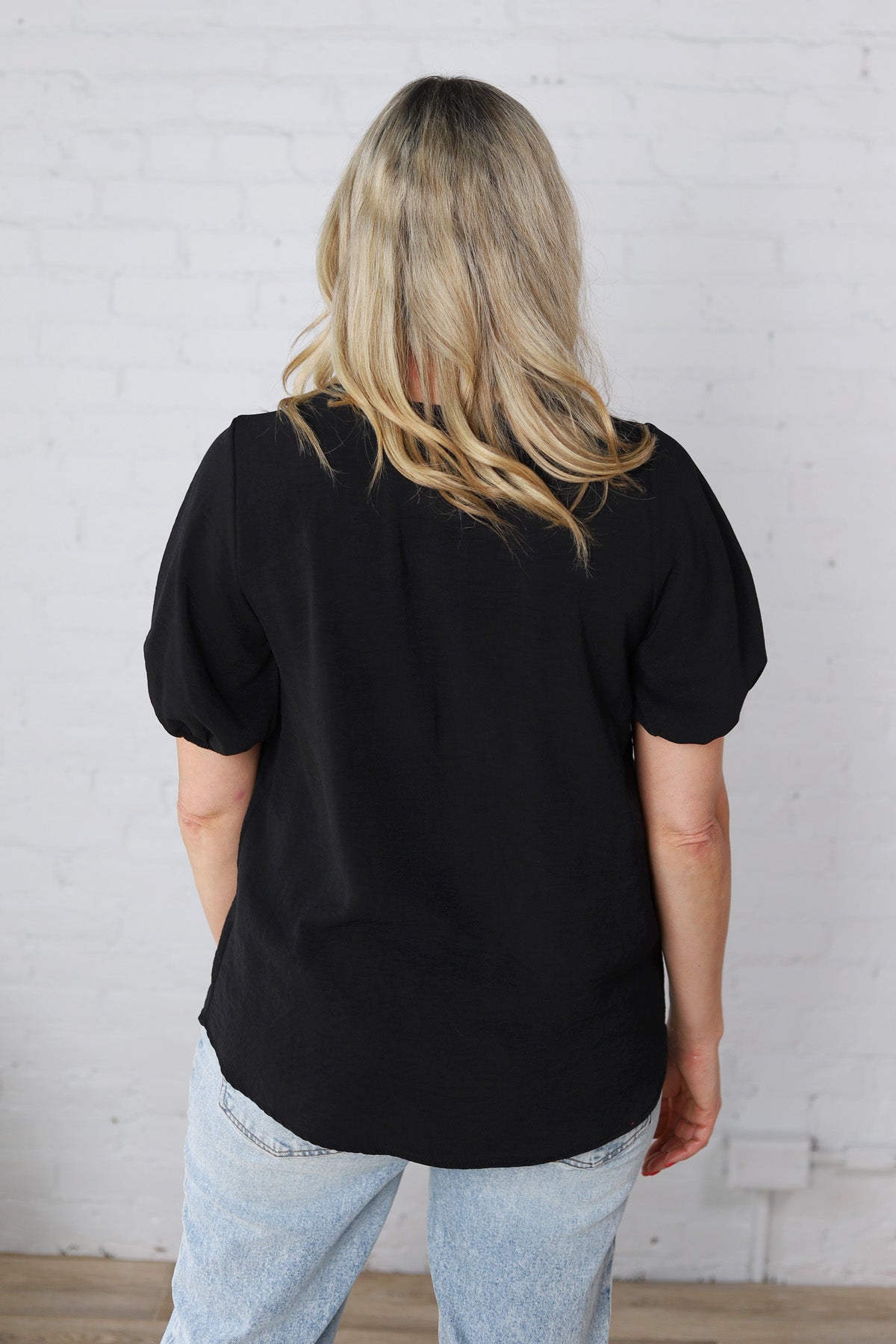 Selene Blouse with Ruffled Detailing - Black