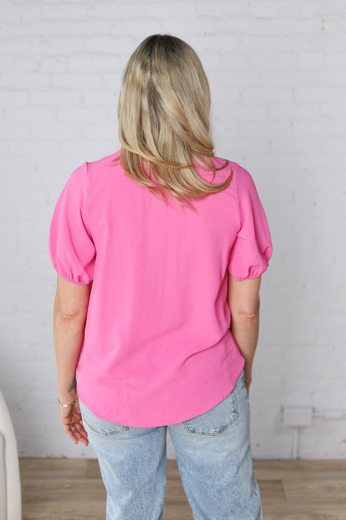 Selene Blouse with Ruffled Detailing - Pink