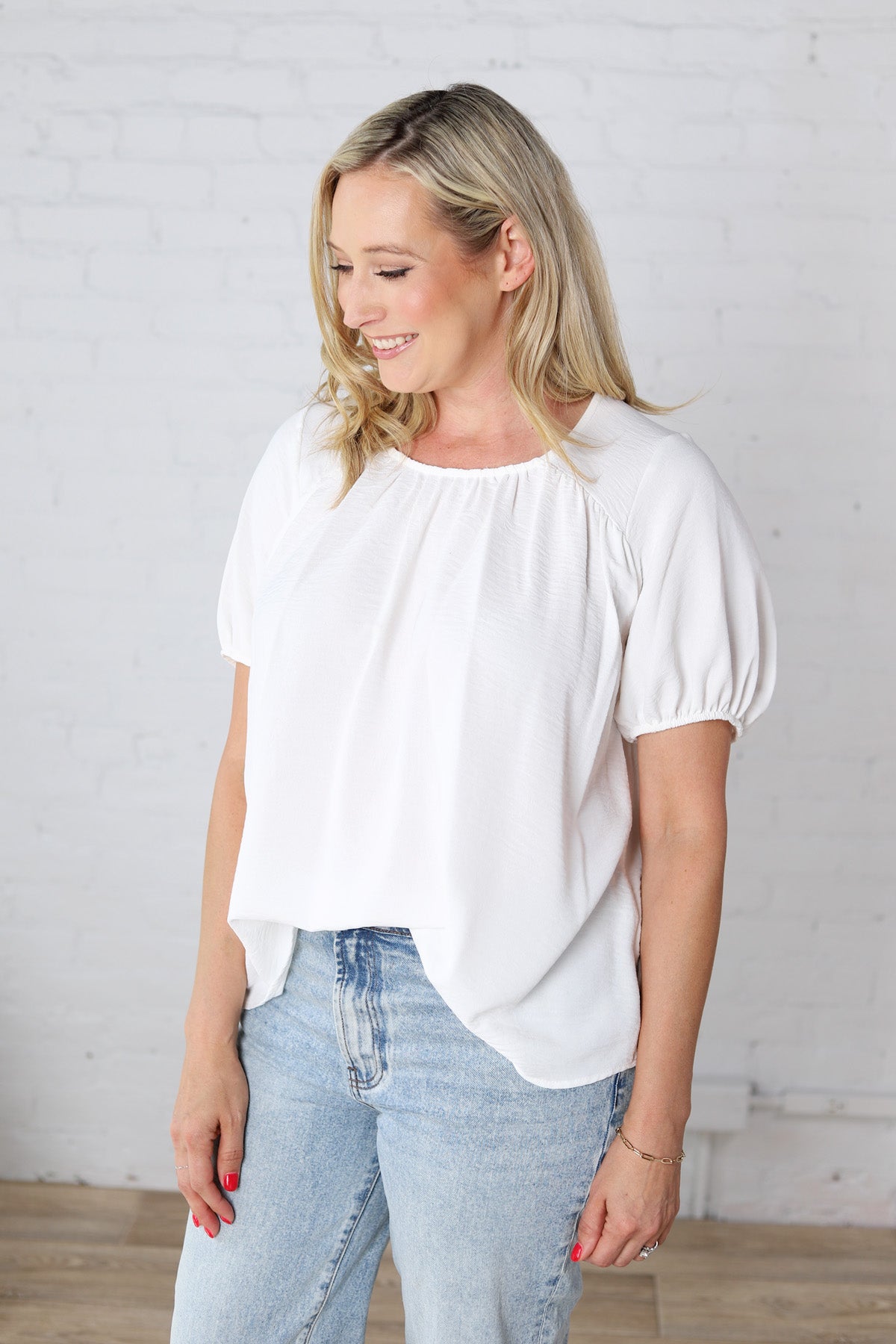Selene Blouse with Ruffled Detailing - White
