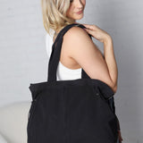 Skylar Nylon Side Cinch Tote - Black