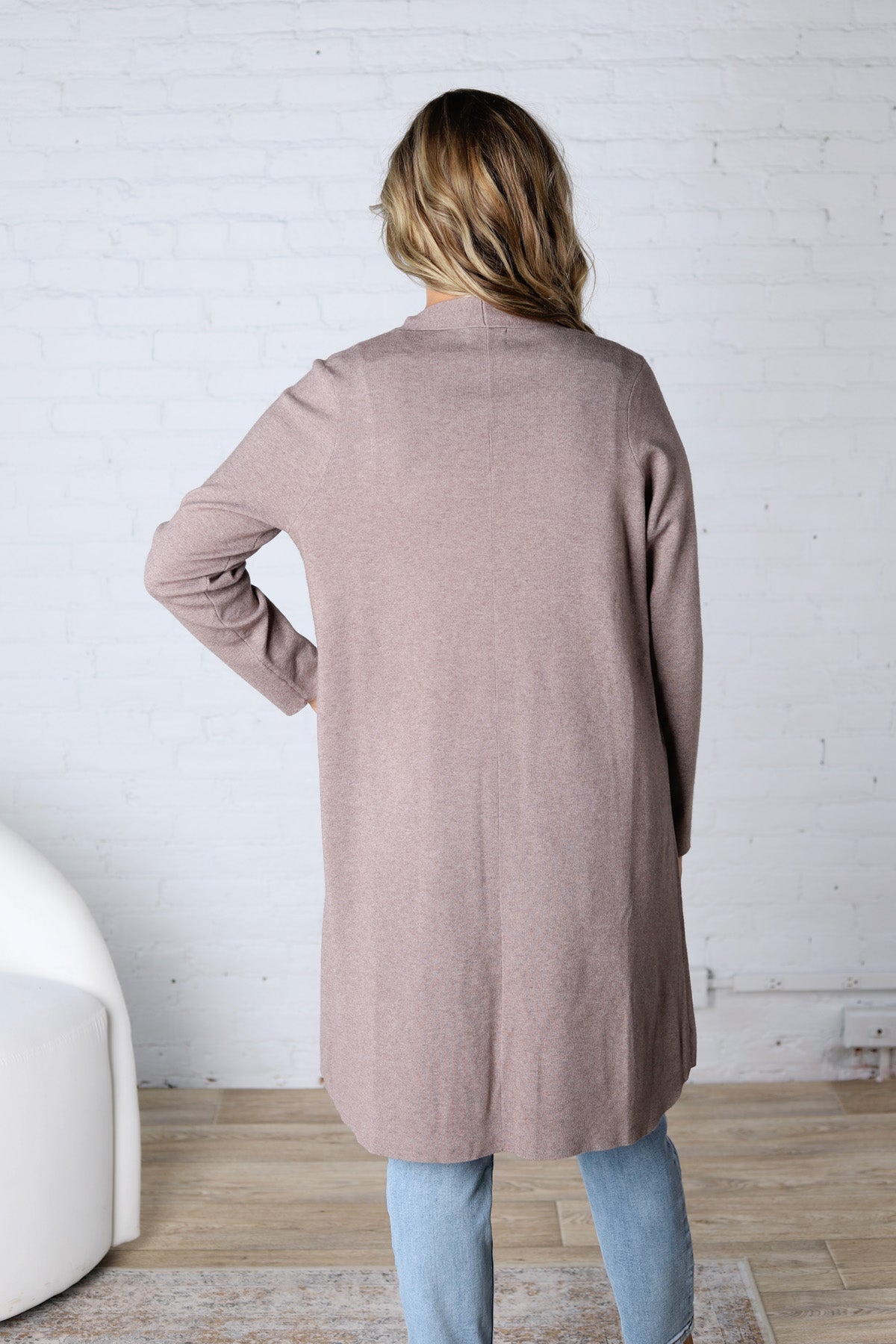 Taytum Open Front Longline Cardigan - Mushroom