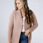 Thalia Fuzzy Double Buttons Coatigan - Mocha