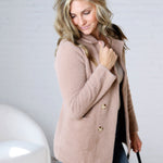 Thalia Fuzzy Double Buttons Coatigan - Mocha