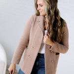 Thalia Fuzzy Double Buttons Coatigan - Mocha