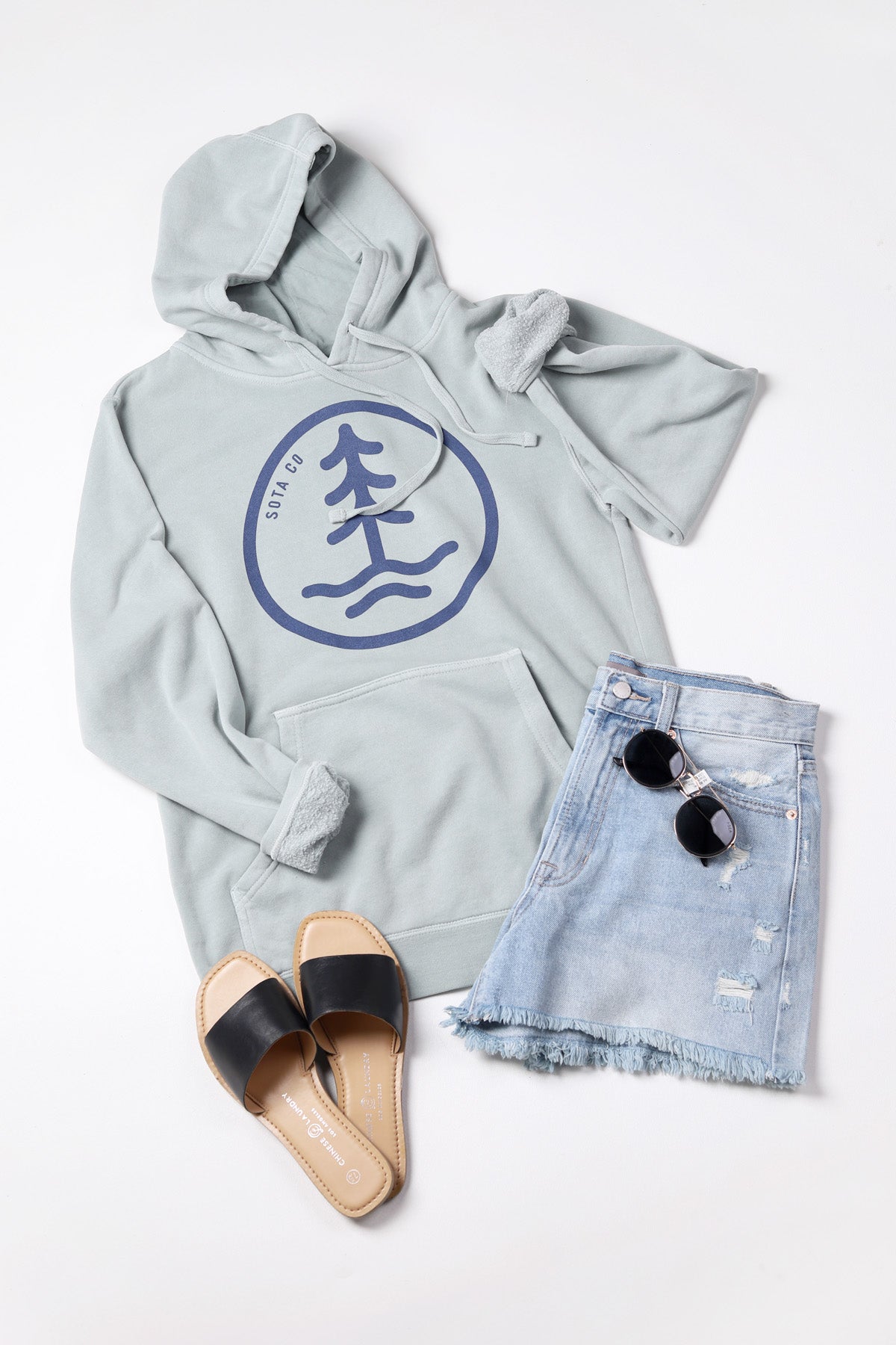 Unisex Port Hoodie - Sage/Denim