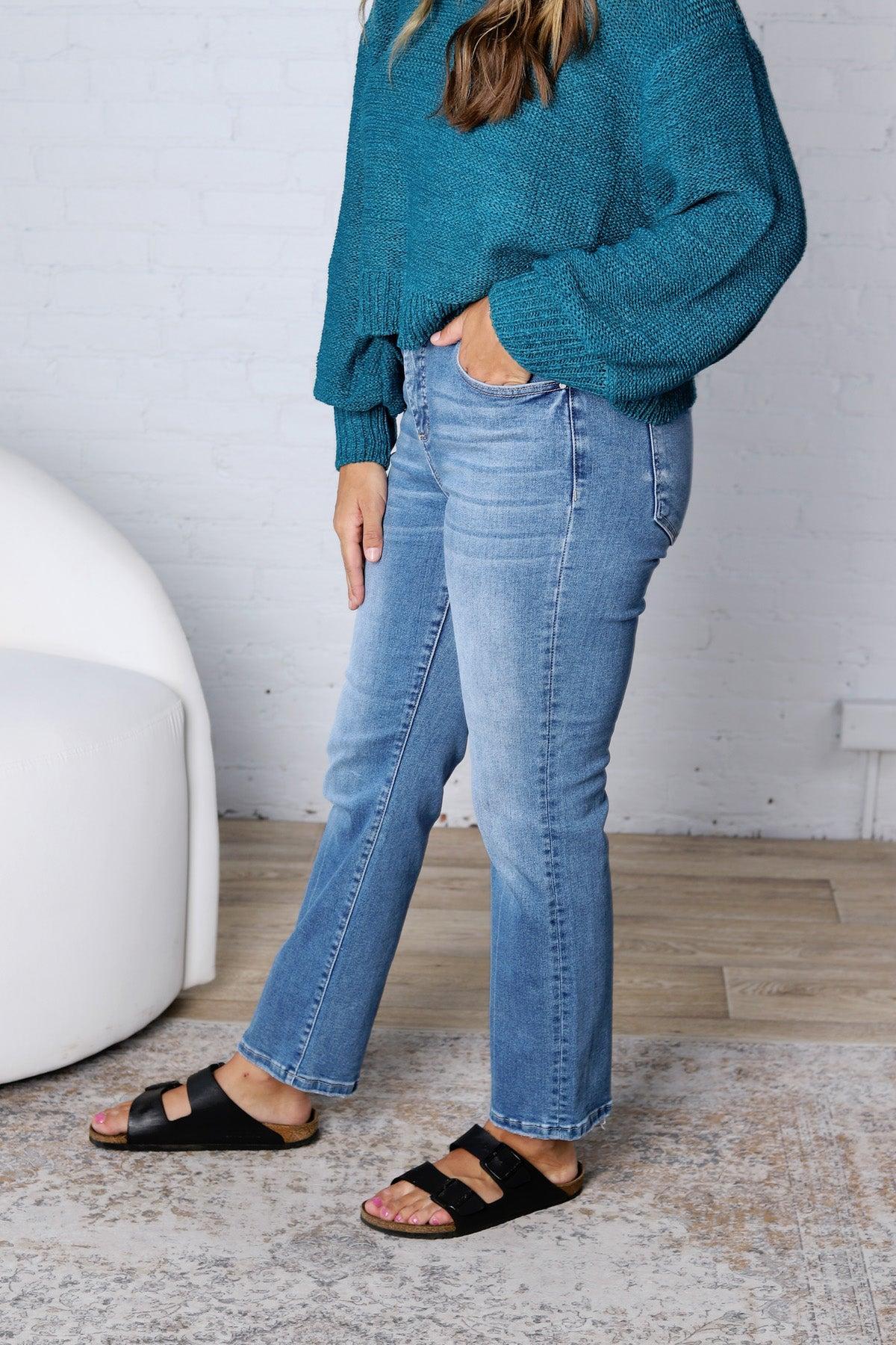 Vesper High Rise Crop Straight Jeans - Risen Jeans