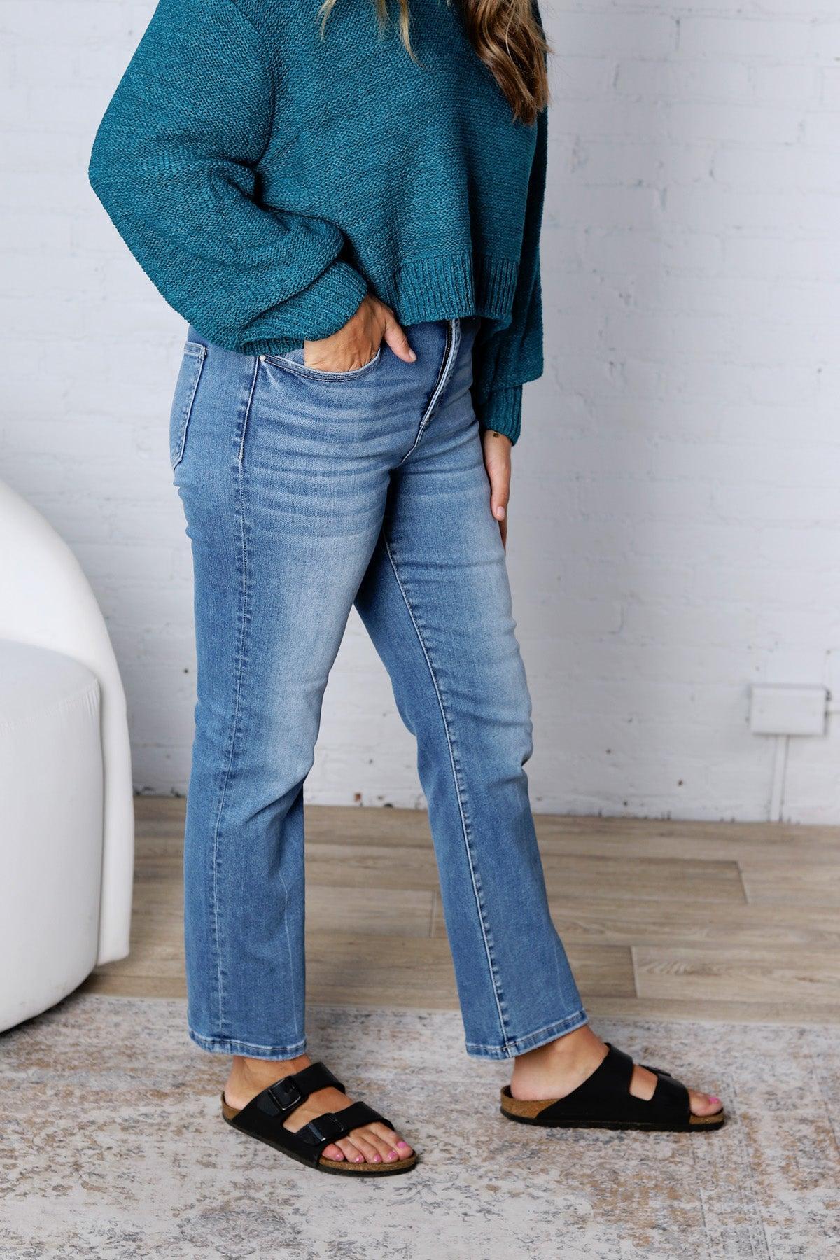 Vesper High Rise Crop Straight Jeans - Risen Jeans