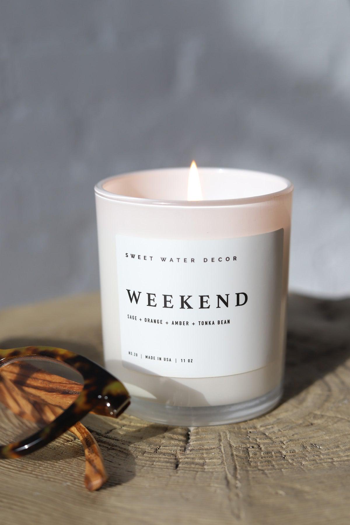 Weekend 11 oz. Soy Candle - White Jar Wood Lid Candle