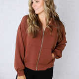 Wren Scuba High Neck Jacket - Chestnut