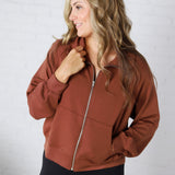 Wren Scuba High Neck Jacket - Chestnut