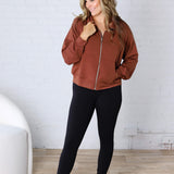 Wren Scuba High Neck Jacket - Chestnut