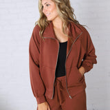 Wren Scuba High Neck Jacket - Chestnut