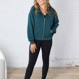 Wren Scuba High Neck Jacket - Deep Green