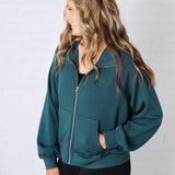 Wren Scuba High Neck Jacket - Deep Green