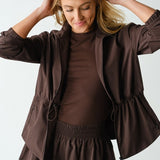 Mirae CurveCinch Peplum Jacket -Coffee Bean