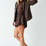 Mirae CurveCinch Peplum Jacket -Coffee Bean