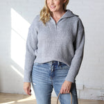 Abbie Zip Wide Rib Collar Sweater