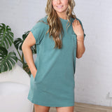Abigail Round Neck T-shirt Mini Dress - Teal