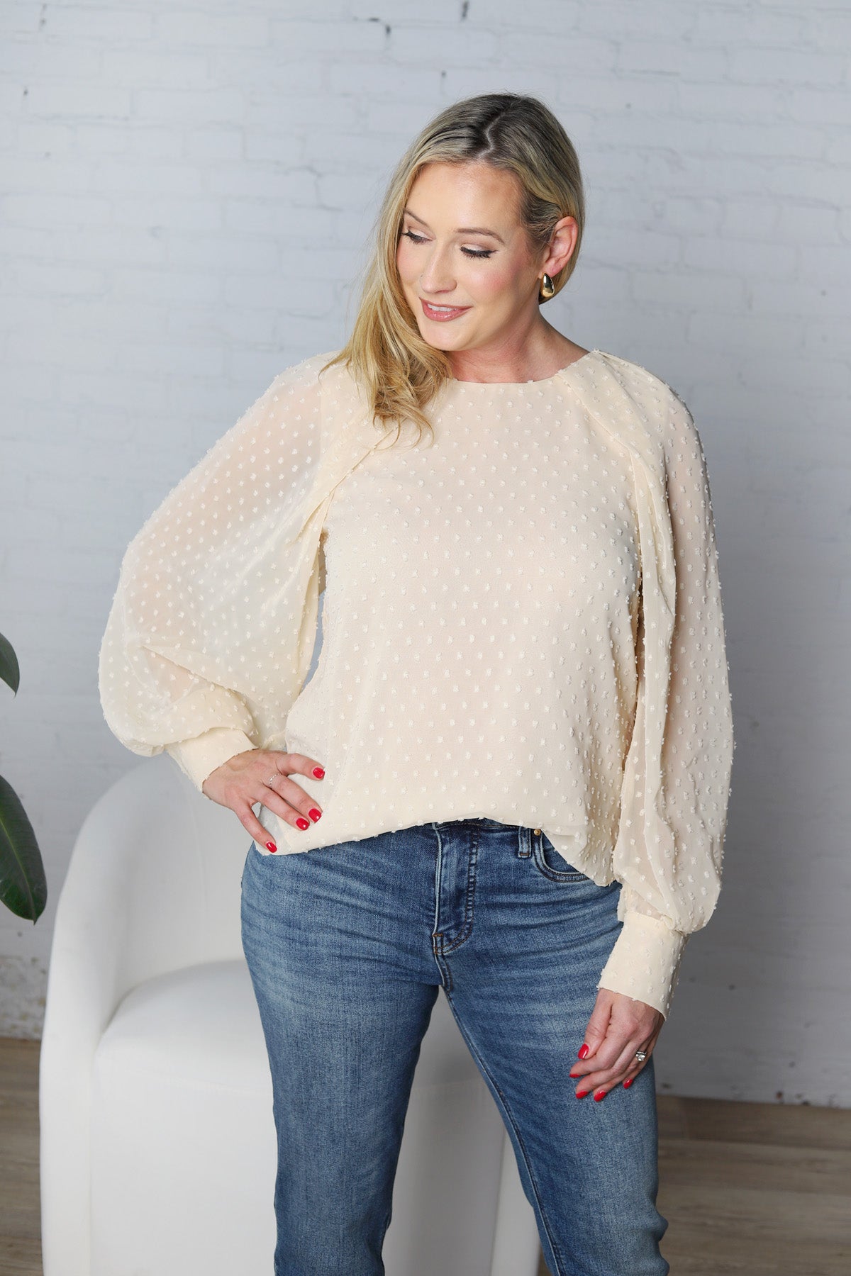 Adelaide Swiss Dot Long Sleeve Blouse - FINAL SALE