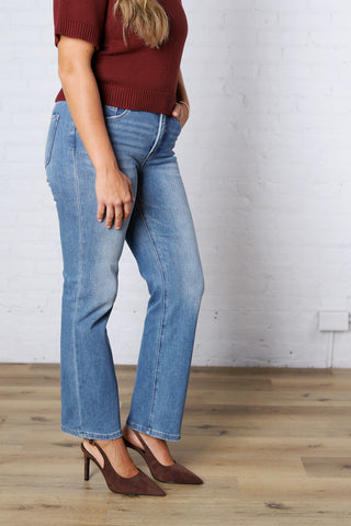 Adele Tummy Control Mid Rise Ankle Straight Jeans - Medium Wash
