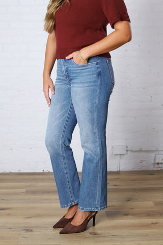 Adele Tummy Control Mid Rise Ankle Straight Jeans - Medium Wash