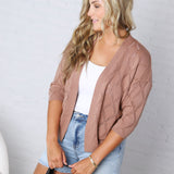 Adelin Pointelle Knit Open Front Cardigan - Marsala