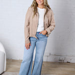 Adelin Suede Feel Jacket - Taupe