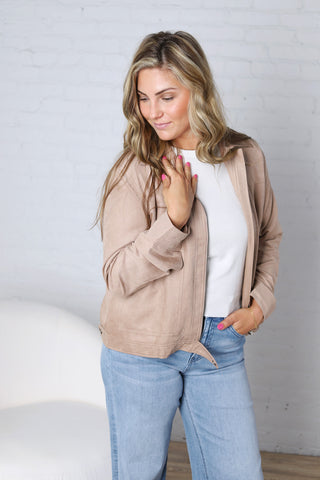 Adelin Suede Feel Jacket - Taupe