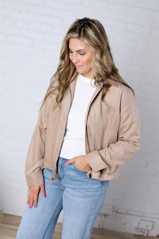 Adelin Suede Feel Jacket - Taupe